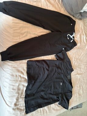 Figs Black Joggers with White Drawstring